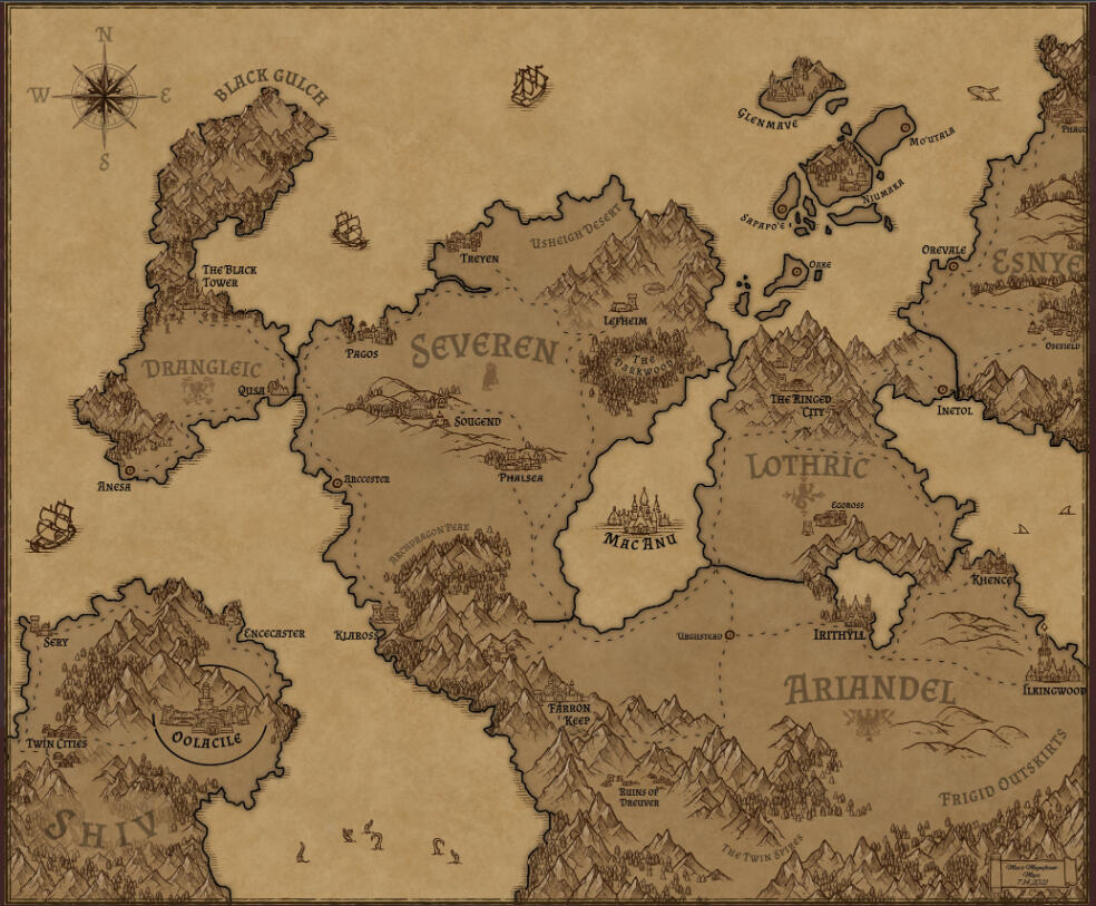 Parchment style area map